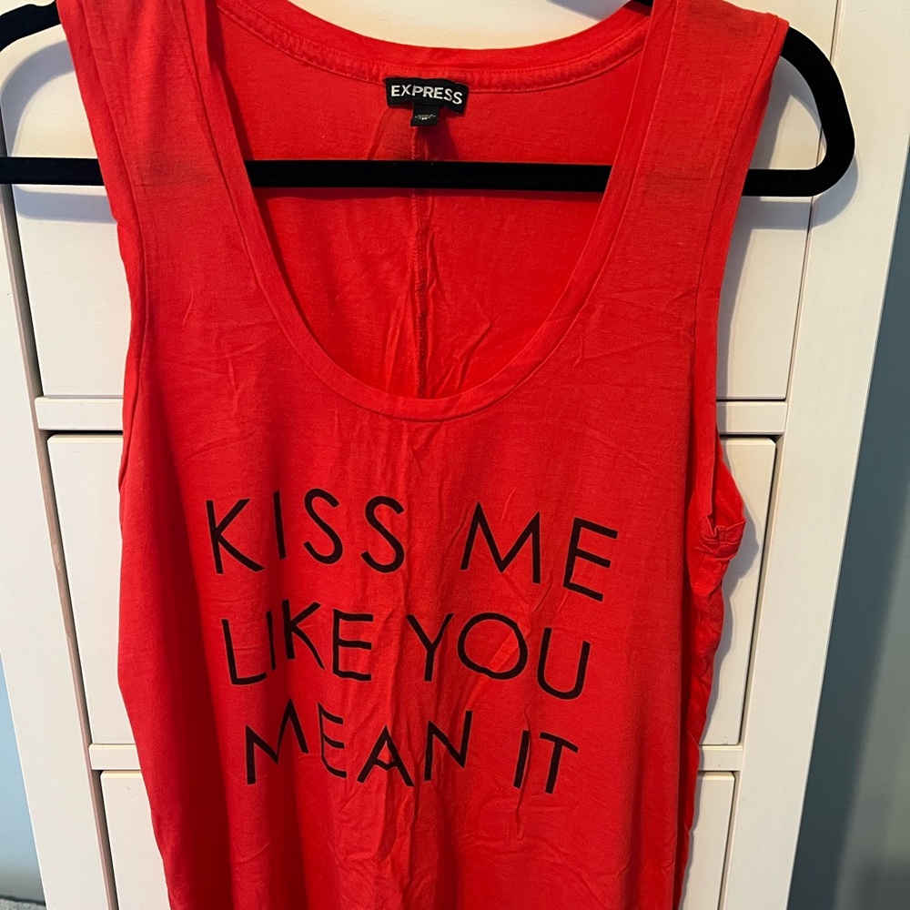 Express Kiss Me Like You Mean It Red Tank Womans Medium EUC